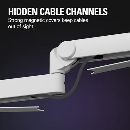 Elgato Wave Mic Arm Pro White, Gas Spring Mic Arm | Supports up to 3kg, Silent gas-spring adjustment, Hidden cable channels, Padded clamp, Compatible with most mic brands - color: White