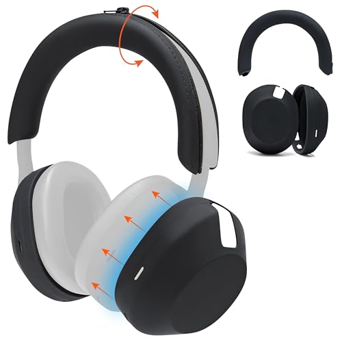 WC ShellZ XM5 - Exterior Shell & Headband Covers for Sony WH1000XM5 | Made by Wicked Cushions | Protective, Made with Premium Silicone | Black - color: Black