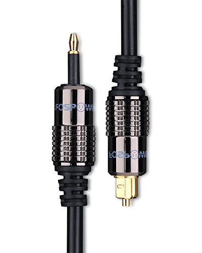 FosPower 24K Gold Plated Toslink to Mini Toslink Digital Fiber Optical S/PDIF Audio Cable with Metal Connectors & Strain-Relief PVC Jacket - 3ft/2Pack - size: 3 Ft - 2 Pack