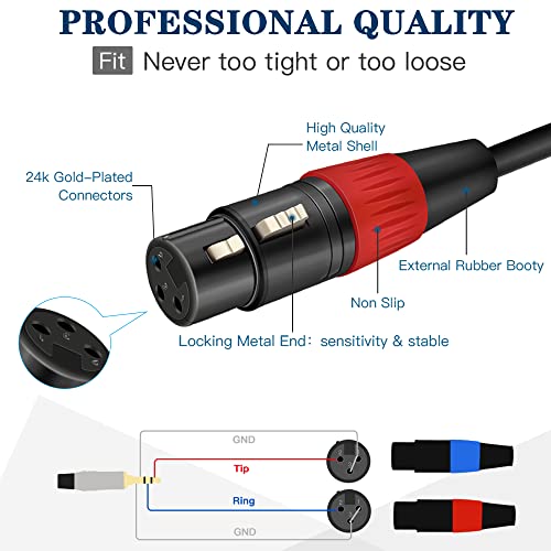 JOLGOO Dual XLR Female to 3.5 mm TRS Stereo Microphone Cable, 2 XLR Female to 1/8 inch TRS Stereo Y Splitter Patch Cable, 15 Feet - size: 15 Feet, style: Dual XLR Female to 3.5 mm