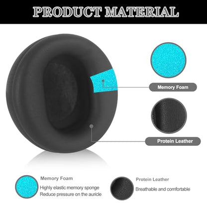 Aiivioll Replacement Ear Pads for Microsoft Surface 1/2 Headphones, Protein Leather Memory Sponge Ear Cushion Compatible Surface 1/2 Headphones，Headphone Accessories Ear Muff Repair Parts (Black) - color: Black