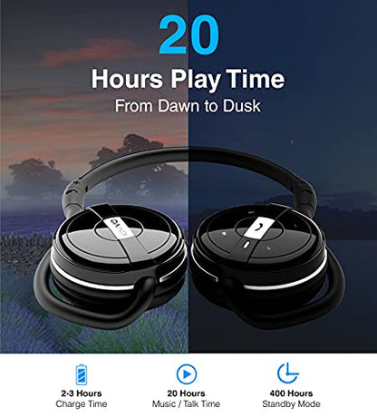Kinivo BTH240 Bluetooth Headphones On-Ear, Wireless Music, Calling, Mic | Sports Running Headphones (Hands-Free Calling, Built-in Mic, Foldable, Travel Bag) Bluetooth Headset for running gym workout - size: BTH240