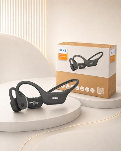 Bone Conduction Headphones for Running with mic and Rear Safety Light | Dual Sound Modes, Adjustable Fit, 10H Playtime, USB-C Charging, Clear Calls, Lightweight Comfort for Gym, Cycling and Hiking. - color: KLKE-Gray
