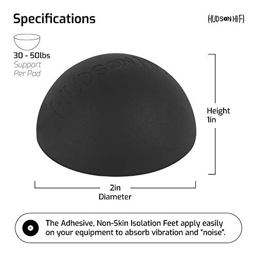 Hudson Hi-Fi Speaker Isolation Feet (8-Pack, 2") – Adhesive Silicone Anti-Vibration Pads for Speakers, Turntables, Subwoofers & Amplifiers, Supports 30-50 lbs Per Pad