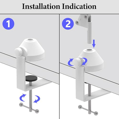 GEEKRIA for Creators Microphone Desk Mount Clamp, Boom Arm Clamps for Adjustable Mic Stand Compatible with Rode PSA1+, TONOR T20, Aokeo AK-35, InnoGear Microphone Arm (White)