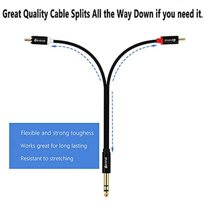 1/4" inch TRS to RCA Y Splitter Cable, 6.35mm Quarter inch Stereo to 2 RCA Phono Insert Audio Breakout Cable, Cord 10 FT/ 3 Meters - size: 10 FT