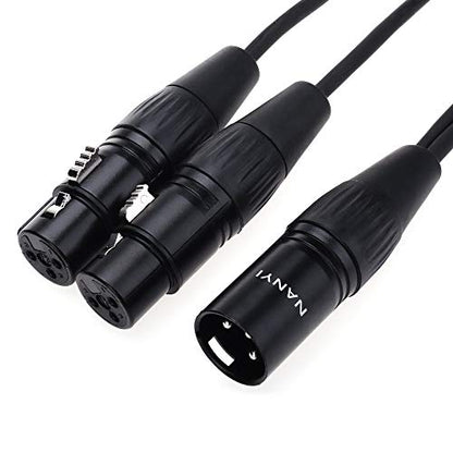 NANYI XLR Male to 2 Female Y-Splitter Microphone Cable, 3-Pin, 1.6ft - size: XLR Male To 2Female-1.6FT