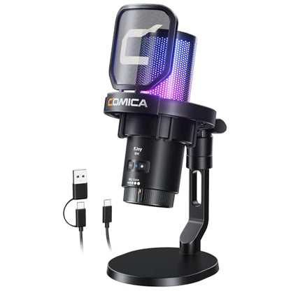 COMICA Ejoy Uni(D) USB Gaming Microphone with Noise Reduction, RGB Lights - color: Black