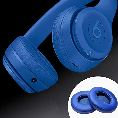 Beats Solo 3 Ear Pads Replacement, BUTIAO Soft Protein Leather Memory Foam Headphone Earpads Ear Cushions Pad for Beats by Dre Solo 3 Wireless & Solo 2 Wireless Over Ear Headsets (Blue) - color: Blue