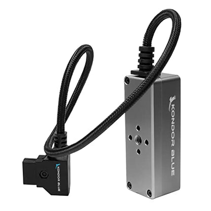 KONDOR BLUE | 12V D-Tap Power Hub Splitter with Voltmeter, 4 Way | 1/4-20 Threads, ARRI Anti Twist Locating Points, Multi Hole Mounting, Power Distribution for Camera Rigs | Gray - color: Space Gray