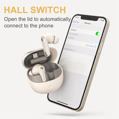 Wireless Gaming Earbuds, Low Latency 2.4GHz Bluetooth 5.4 Dual Mode with ENC Microphone and USB C Dongle, for PC VR Gaming Phone Tablet Laptop (White) - color: White