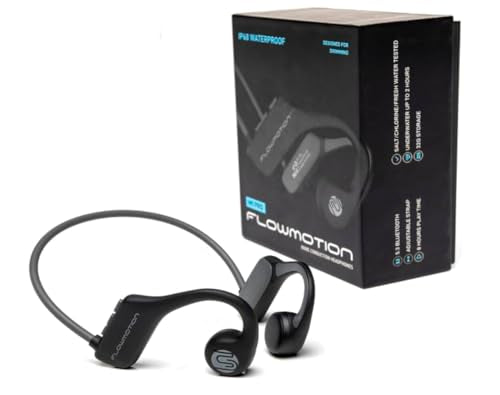 FlowMotion M1 Pro Waterproof Swimming Headphones with Bluetooth for Sports Fitness Running Underwater Bone Conduction Wireless with USB-C Adapter and Adjustable Strap