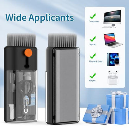 Keyboard Cleaner for Laptop, MacBook, Tablet, Multi-Function Cleaning Kit | Includes screen cleaning spray, microfiber wipe, and brush for cleaning phone, earbuds, Computer, and other tech electronics - color: Black