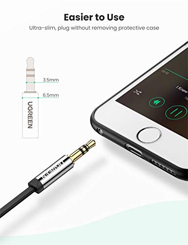 UGREEN 3.5mm Audio Cable, Stereo Aux Cord, 90 Degree Right Angle, 1.5FT | Male to Male, 24K Gold Plated, Compatible with Beats iPhone, iPod, iPad, Tablets, Speakers, Home Stereos, Speaker - size: 1.5FT