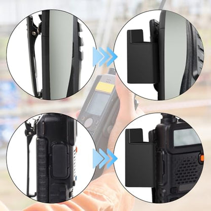 5pcs Walkie Talkies Belt Clip Holder | Black Walkie Talkie Car Mount Handheld Radio Holder with Back Adhesive for Most Handheld Intercom