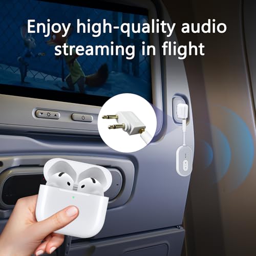 Bluetooth 5.3 Adapter for Airplane, Bluetooth Transmitter Receiver for 2 AirPods or BT Devices, Low Latency, Audio Adpater with 3.5mm Jack & RCA Cable for TV PC Gym Switch Car/Home Stereo