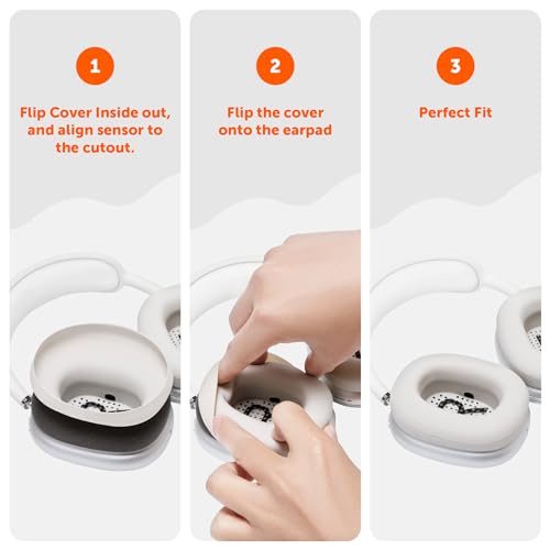 WC SweatZ Max - Patented Silicone Sweat Covers for AirPods Max 1 | Made by Wicked Cushions | (Does Not Fit AirPods Max 2). Sweatproof, Full Earpad Protection | Beige - color: Beige