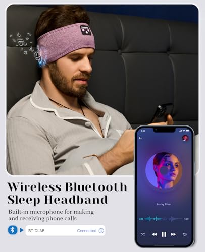 Perytong Sleep Headphones Wireless, Bluetooth Sports Headband Headphones with Ultra-Thin HD Stereo Speakers Perfect for Sleeping,Workout,Jogging,Yoga,Insomnia, Air Travel, Meditation (Purple) - color: Purple