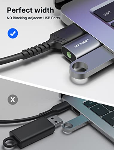 JSAUX 2 Pack USB to 3.5mm Jack Audio Adapter, Sound Card Support Mic TRRS | TRRS 4-pole, Nylon Braided, USB to Aux Jack, Plug and Play, for Headset Headphone Windows Mac Linux PC PS5 PS4 Switch 2 - color: Grey