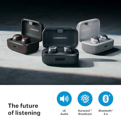Sennheiser Momentum True Wireless 4 Smart Earbuds with Bluetooth 5.4, Crystal-Clear Sound, Comfortable Design, 30-Hour Battery Life, Adaptive ANC, LE Audio and Auracast - Black Graphite - color: Black Graphite, size: Medium, style: Modern wireless design