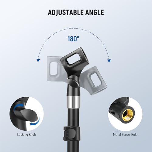 NEEWER BASICS Microphone Holder Accessories Kit 2 Pack, Adjustable Mic Clips with 3/8" to 5/8" Screw Adapters for Universal Wired Wireless Handheld Mics from 28mm to 35mm, MS019