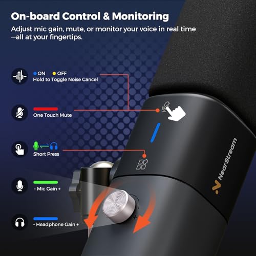 AM15X Dynamic Microphone for PC with USB/XLR, Noise Cancellation | 24-Bit/48kHz Audio, Headphone Monitoring, Mute, Gain Control and Desk Stand for Podcasting, Streaming & Gaming