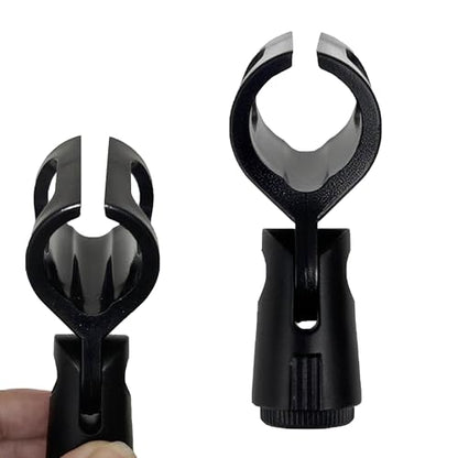 Universal Microphone Clip Holder 4 Pack, Adjustable Mic Clip Holder for Mic Stand Suitable for Handheld Microphones, Come with 5/8" Male to 3/8" Female Screw Adapter, Easy to Use (Black)