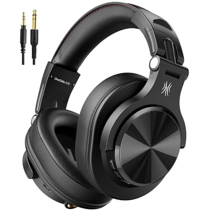 OneOdio A70 Bluetooth Over-Ear Headphones, Hi-Res Wired DJ Studio - Black | Wireless over-ear headphones with 72H playtime, 3.5mm/6.35mm wired jacks for studio monitoring, mixing, guitar, amp and PC - color: Black