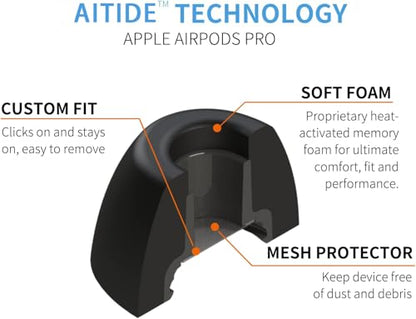 Premium Memory Foam Tips for AirPods Pro 1st&2nd Gen. No Silicone Eartips Pain. Anti-Slip Eartips. Fit in The Charging Case, 3 Pairs (Large) - size: Large