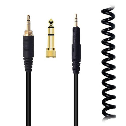 Sqrmekoko Coiled Audio Cable Replacement for Audio-Technica ATH-M50x, M40x, M60x, M70x Headphones – 4.6 to 10FT Extendable Cord, Professional Studio Aux Cable