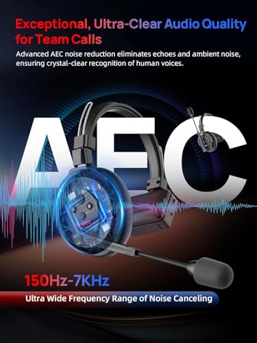 SYNCO XTalk X5 Wireless Headset with Microphone Intercom System 2.4GHz Full Duplex Communication Headset 400M with Noise Cancellation for Movie Shoot Live Show Stage Performance