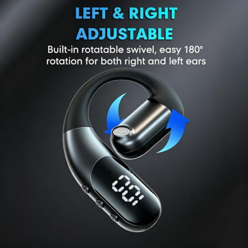 Xmenha Open Ear Headphones Bluetooth Earpiece Hands Free Blue Tooth Headset with Microphone Ear Piece One Single Ear Bluetooth Earbud Wireless Office Cell Phone Trucker Driver Headsets for Work - color: Blue