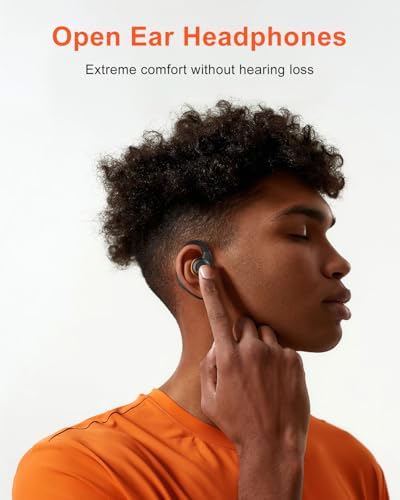 Jzones Open Ear Headphones Wireless Bluetooth 5.3, Open Ear Earbuds with Dual 16.2mm Dynamic Drivers 60 Hours Playtime Waterproof Sport Earbuds for Android iPhone TV,Black - color: Black
