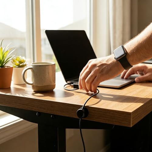 Magnetic Cable Organizer 8-Pack Glossy Black - Rotating Magnetic Clip Cord Keeper for Desk, Nightstand & Car - Adhesive Management System for USB & Power Wires