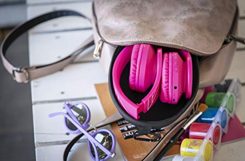 PowerLocus Kids Headphones Over-Ear, Bluetooth Wireless Headphones for Kids,with Microphone, Safe 85DB Volume Limited, Foldable with Carry Case, Audio Cable, Micro SD mode for Online Classes,PC,Phones - color: Pink