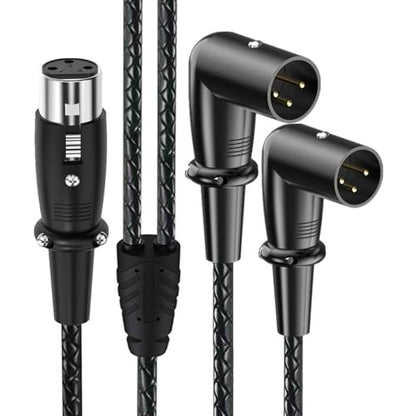 1.64ft XLR 3-Pin Splitter Cable, 1 to 2 MIC Adapter, Female to 90 Degree Dual Male Microphone Audio Cable for MIC Mixer, Recording Studio, Podcast, Speaker, Amplifier, PA DAC Mixing Console - style: Female Straight to Dual Male 90 Degree