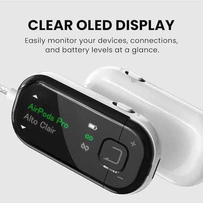 Avantree Voyager & Avantalk Infinity - Bluetooth 5.4 Airplane Adapter with OLED Screen for Headphones & 2 Pairs Bluetooth 5.3 Headphones with Qualcomm aptX Adaptive