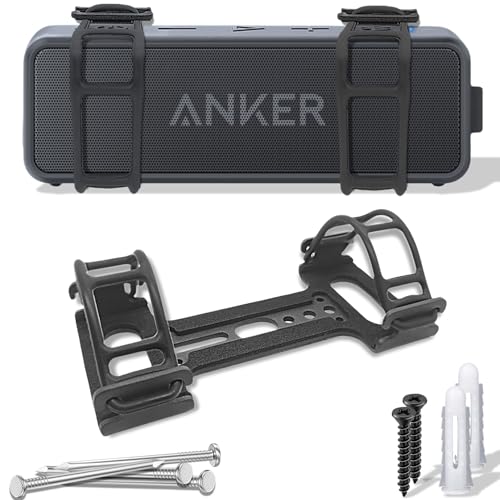 Metal Wall Mount compatible for Anker Soundcore 2 Portable Speaker,black | secure shelf durable holder with adjustable silicone straps,durable Wall Bracket for Ceiling,bike,car,boat,golf cart,jet ski