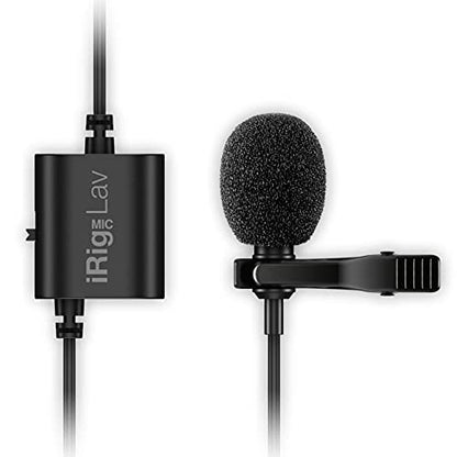 IK Multimedia iRig Mic Lav Lapel Microphone, omnidirectional Condenser lavalier Microphone with 1/8" TRRS Jack, Headphone Out and Daisy-Chaining for iPhone, iPad, Android, Mac, PC - size: Single