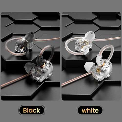 2 Pack in Ear Monitor Headphones, H89 IEM Earphone Wired Earbud | IEM for Gaming Music, Powerful Bass Crystal Clear Sound Ear Buds with Mic, Earbuds for Computer,School,Students 3.5 Plug - color: Black+White