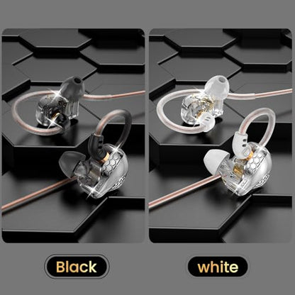 2 Pack in Ear Monitor Headphones, H89 IEM Earphone Wired Earbud | IEM for Gaming Music, Powerful Bass Crystal Clear Sound Ear Buds with Mic, Earbuds for Computer,School,Students 3.5 Plug - color: Black+White