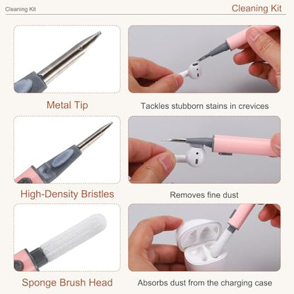 4PCS Earphone Cleaner Kit - Ultra Portable Multi-Function Cleaner Kit Soft Brush for Bluetooth Earphones Case Cleaning Tools, Red - color: Red