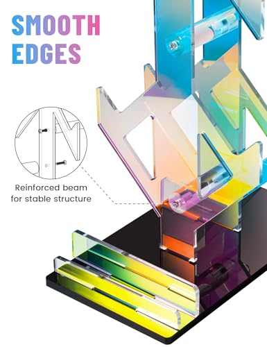 NiHome Iridescent Acrylic 2-Tier Universal Game Controller Headset Holder Rack, Modern Storage Organizer for PS5 Xbox ONE Switch Game Controllers and Headphones Anti-Slip Stable Gaming Accessory Stand - size: Iridescent Double-Sided 2-Tier
