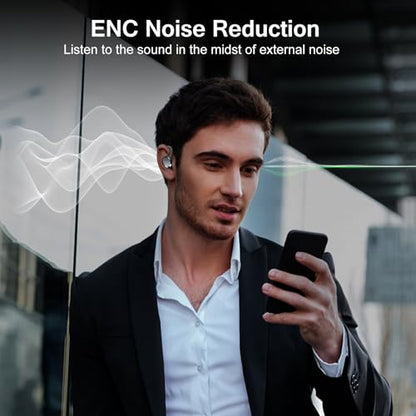 Wireless Earbuds, 2026 Bluetooth 5.4 Headphones HiFi Stereo, Bluetooth Earbuds with ENC Noise Cancelling Mic, IP7 Waterproof in Ear Earphones, 68H Dual LED Display Ear buds for Workout Sports - color: Matte black