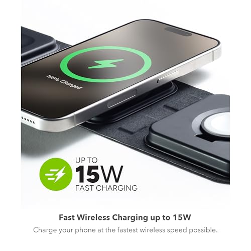 Mophie 3-in-1 Travel Charger v2 with MagSafe - Portable Wireless Charging Hub, Compatible with Apple Devices, iPhone 17/16/15/14/13/12, Apple Watch Series 11 to 1 & Ultra, AirPods Pro/3rd Gen, Black - color: Black, style: Gen 2