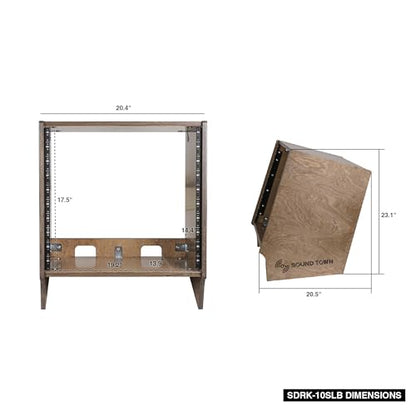 Sound Town DIY 10U Angled Desktop Turret Studio Rack with Solid Baltic Birch Plywood, Weathered Brown, Assembly Required (SDRK-10SLB) - size: 10U, Weathered Brown