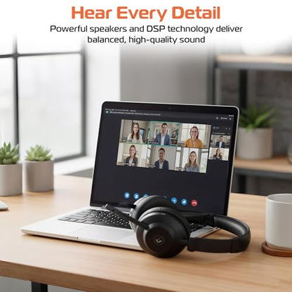 Spracht Blues Combo BT/USB Wireless Headphones for Working Professionals, Comfortable PC Headset, 40 Hour Battery Life, USB and Bluetooth Headset with Noise Cancelling Microphone for Work (Dual Ear) - style: Dual Ear