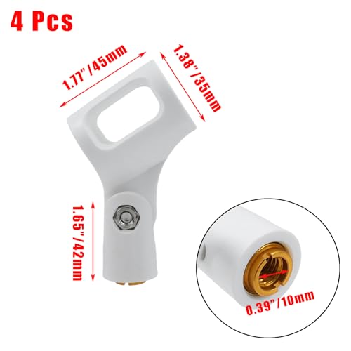 4 Pcs Microphone Clips, Knob Adjustable 180 Degrees Mic Clip Holder - style: White, Square Microphone Clip