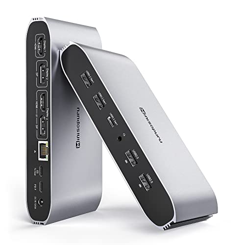 Minisopuru DS808 DisplayLink Docking Station 3 Monitors with 2 HDMI 2 DP