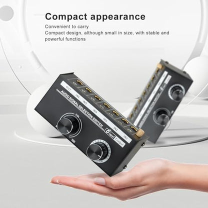 RCASwitch, RCAAudio Switch, QH 06 6 Input 1 Out Audio Signal Source Switcher, HiFi Input Selector Splitter Box